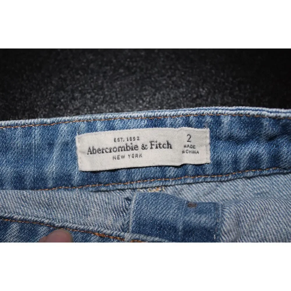 Womens Abercrombie & Fitch Blue Denim Button Front Jean Skirt Mini Skirt Size 2